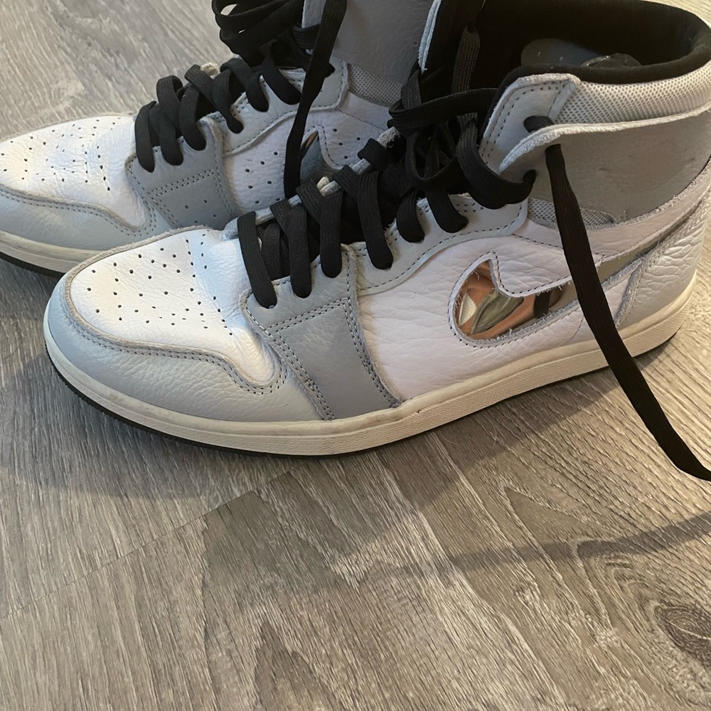 Stylish White and Gray High-Top Sneakers
